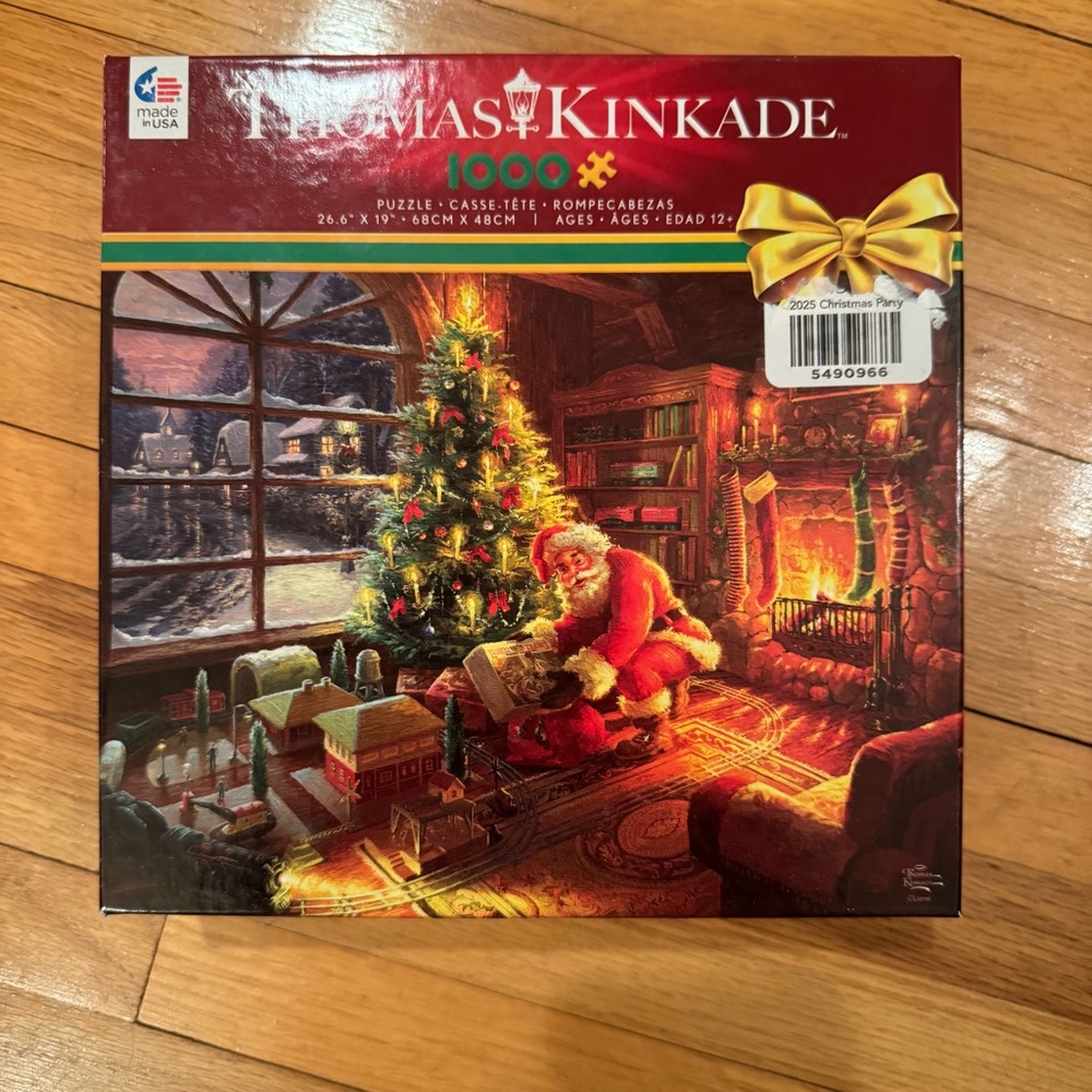 Thomas Kinkade Festive Holiday Puzzle with Red and Green Accents